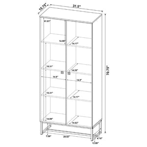 English Elm Gunderson Herringbone Oak Tall Accent Cabinet with Gunmetal Steel Base 8 Shelves B2777P535950