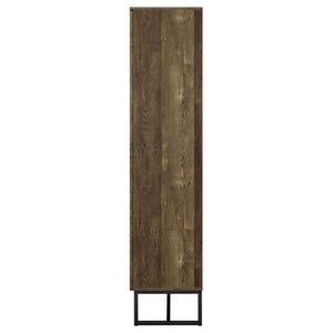 English Elm Gunderson Herringbone Oak Tall Accent Cabinet with Gunmetal Steel Base 8 Shelves B2777P535950