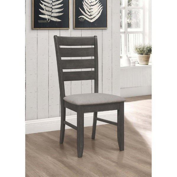 English Elm Grey Two-Tone Slat Back Dining Side Chairs Set of 2 Hardwood Frame Modern B2777P535956