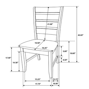 English Elm Grey Two-Tone Slat Back Dining Side Chairs Set of 2 Hardwood Frame Modern B2777P535956