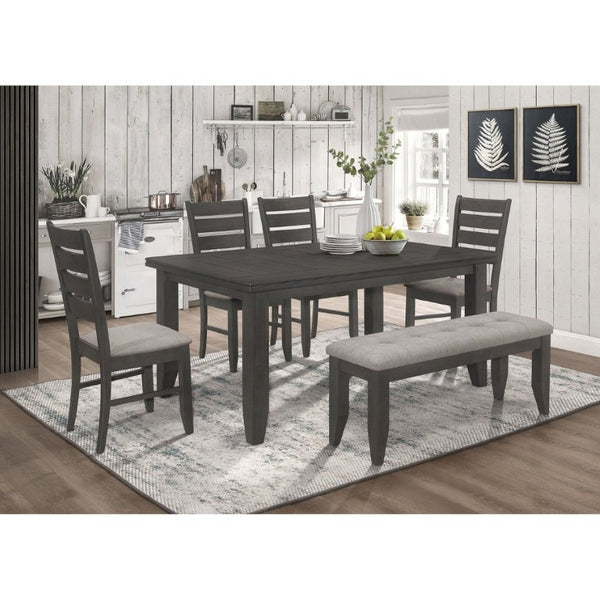 English Elm Grey Two-Tone Slat Back Dining Side Chairs Set of 2 Hardwood Frame Modern B2777P535956