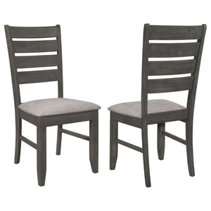 English Elm Grey Two-Tone Slat Back Dining Side Chairs Set of 2 Hardwood Frame Modern B2777P535956