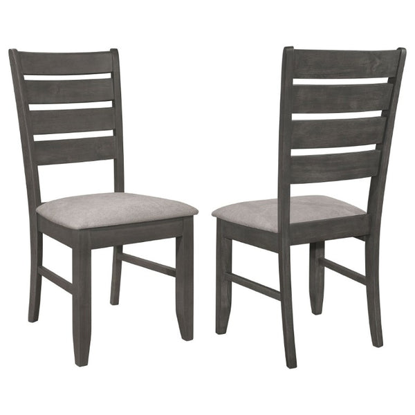 English Elm Grey Two-Tone Slat Back Dining Side Chairs Set of 2 Hardwood Frame Modern B2777P535956