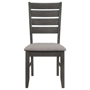 English Elm Grey Two-Tone Slat Back Dining Side Chairs Set of 2 Hardwood Frame Modern B2777P535956