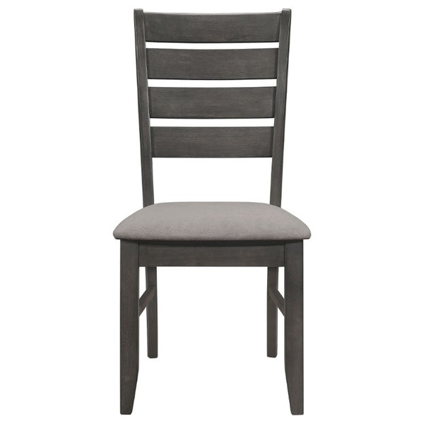 English Elm Grey Two-Tone Slat Back Dining Side Chairs Set of 2 Hardwood Frame Modern B2777P535956