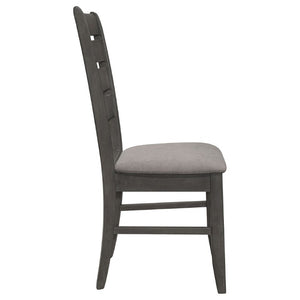 English Elm Grey Two-Tone Slat Back Dining Side Chairs Set of 2 Hardwood Frame Modern B2777P535956