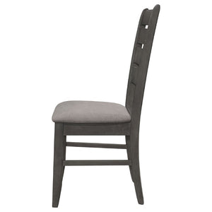 English Elm Grey Two-Tone Slat Back Dining Side Chairs Set of 2 Hardwood Frame Modern B2777P535956