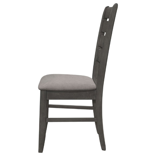 English Elm Grey Two-Tone Slat Back Dining Side Chairs Set of 2 Hardwood Frame Modern B2777P535956