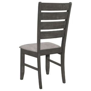 English Elm Grey Two-Tone Slat Back Dining Side Chairs Set of 2 Hardwood Frame Modern B2777P535956