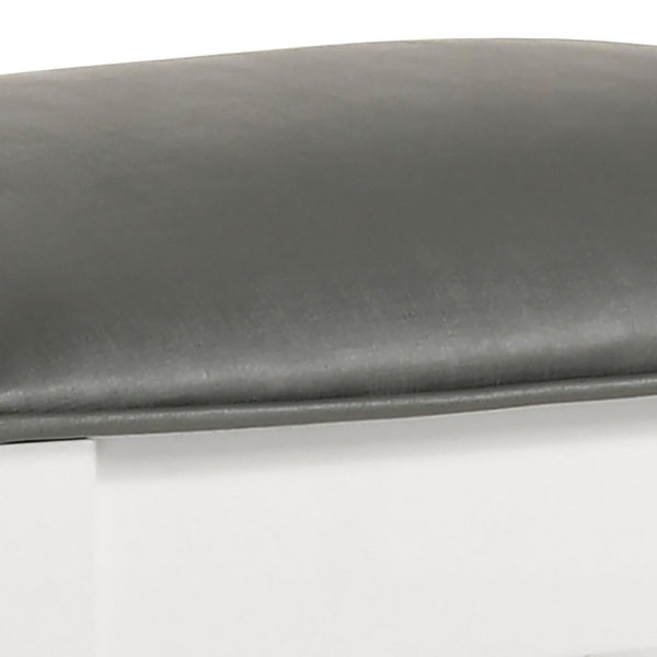 English Elm Glossy White Rubberwood Vanity Stool with Metallic Leatherette Padded Seat Bedroom B2777P535975
