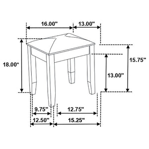 English Elm Glossy White Rubberwood Vanity Stool with Metallic Leatherette Padded Seat Bedroom B2777P535975