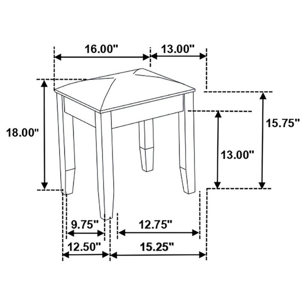 English Elm Glossy White Rubberwood Vanity Stool with Metallic Leatherette Padded Seat Bedroom B2777P535975