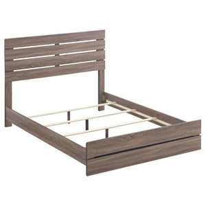 English Elm Barrel Oak Plank Queen Bed Rustic Farmhouse Platform Frame with Slatted Headboard B2777P535984