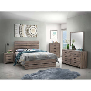 English Elm Barrel Oak Plank Queen Bed Rustic Farmhouse Platform Frame with Slatted Headboard B2777P535984