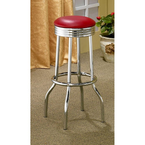 English Elm Red Faux Leather Swivel Barstools Retro Diner Style Chrome Base Kitchen Set Red B2777P535991