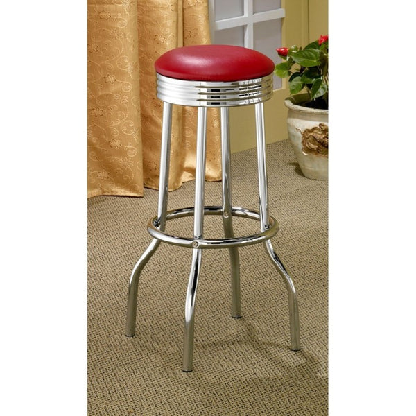 English Elm Red Faux Leather Swivel Barstools Retro Diner Style Chrome Base Kitchen Set Red B2777P535991