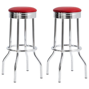 English Elm Red Faux Leather Swivel Barstools Retro Diner Style Chrome Base Kitchen Set Red B2777P535991