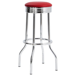 English Elm Red Faux Leather Swivel Barstools Retro Diner Style Chrome Base Kitchen Set Red B2777P535991