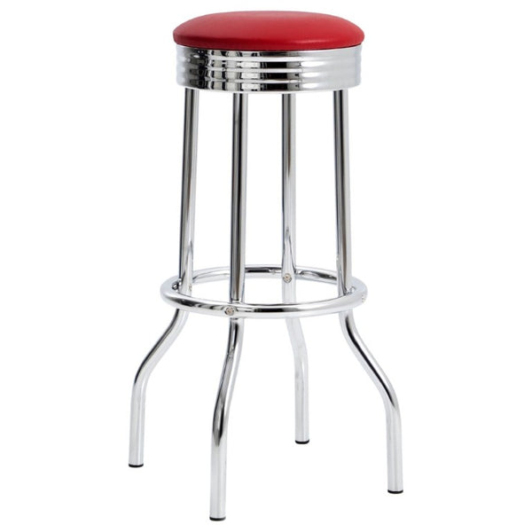 English Elm Red Faux Leather Swivel Barstools Retro Diner Style Chrome Base Kitchen Set Red B2777P535991