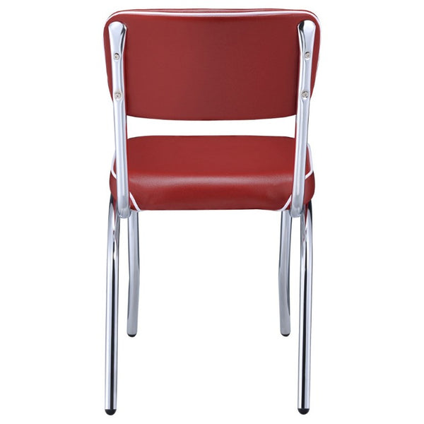 English Elm Red Leatherette Retro Diner Side Chairs Set of 2 with Gleaming Chrome Metal Frame Red B2777P535992