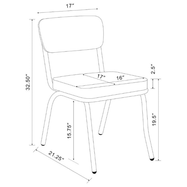 English Elm Red Leatherette Retro Diner Side Chairs Set of 2 with Gleaming Chrome Metal Frame Red B2777P535992