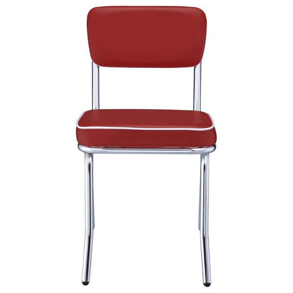 English Elm Red Leatherette Retro Diner Side Chairs Set of 2 with Gleaming Chrome Metal Frame Red B2777P535992