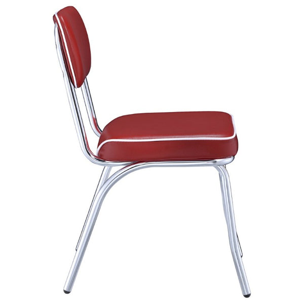 English Elm Red Leatherette Retro Diner Side Chairs Set of 2 with Gleaming Chrome Metal Frame Red B2777P535992