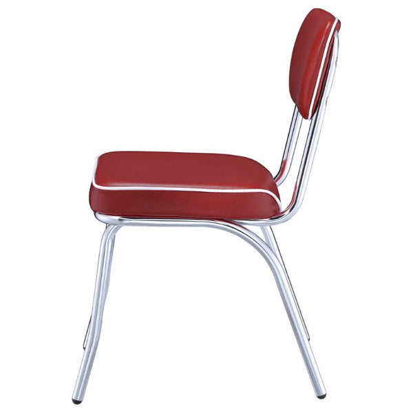 English Elm Red Leatherette Retro Diner Side Chairs Set of 2 with Gleaming Chrome Metal Frame Red B2777P535992
