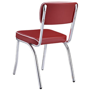 English Elm Red Leatherette Retro Diner Side Chairs Set of 2 with Gleaming Chrome Metal Frame Red B2777P535992