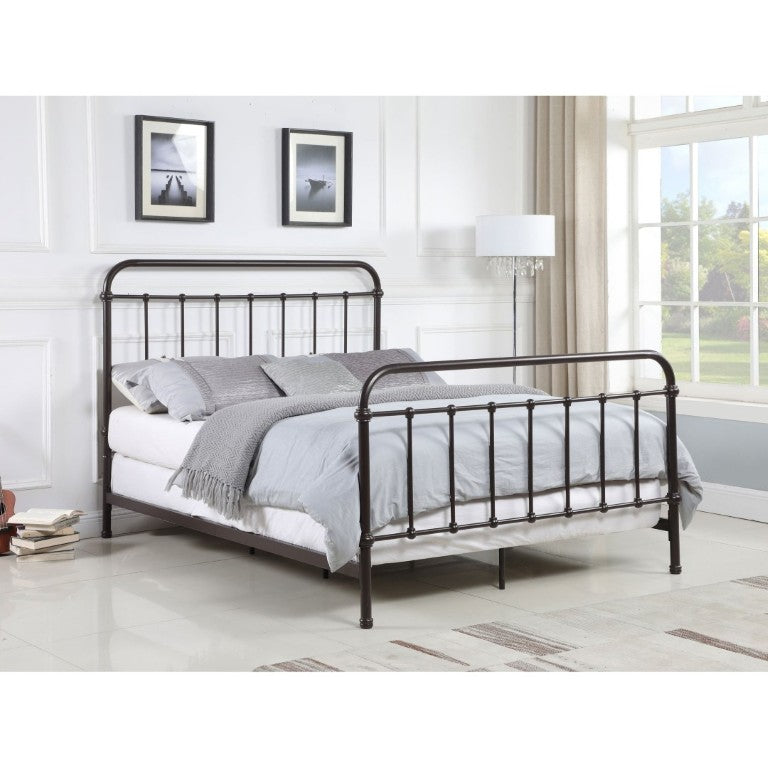 English Elm Olaleye Vintage Spindle Queen Bed Antique Bronze Metal Frame Bedroom Anchor B2777P535993