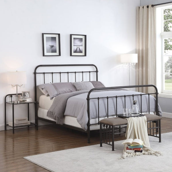 English Elm Olaleye Vintage Spindle Queen Bed Antique Bronze Metal Frame Bedroom Anchor B2777P535993