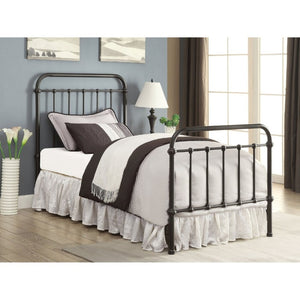 English Elm Dark Bronze Wrought Iron Spindle Twin Bed Ornate Headboard Footboard Classic Frame B2777P535994