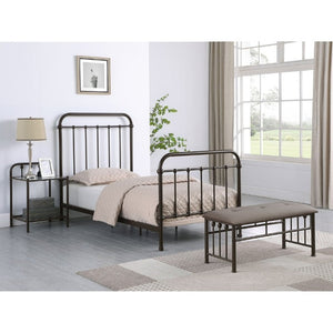 English Elm Dark Bronze Wrought Iron Spindle Twin Bed Ornate Headboard Footboard Classic Frame B2777P535994