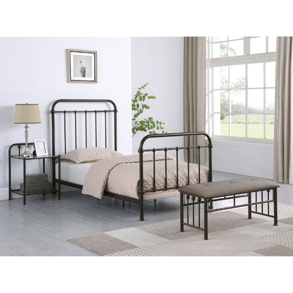 English Elm Dark Bronze Wrought Iron Spindle Twin Bed Ornate Headboard Footboard Classic Frame B2777P535994
