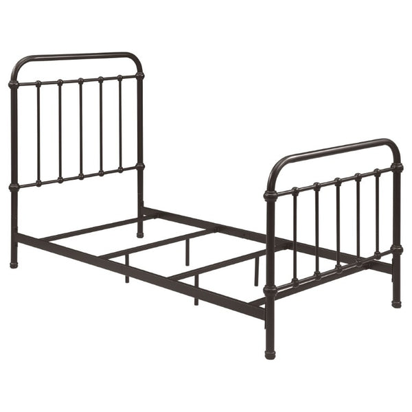 English Elm Dark Bronze Wrought Iron Spindle Twin Bed Ornate Headboard Footboard Classic Frame B2777P535994