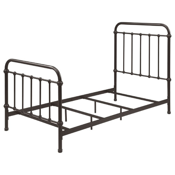 English Elm Dark Bronze Wrought Iron Spindle Twin Bed Ornate Headboard Footboard Classic Frame B2777P535994