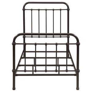 English Elm Dark Bronze Wrought Iron Spindle Twin Bed Ornate Headboard Footboard Classic Frame B2777P535994
