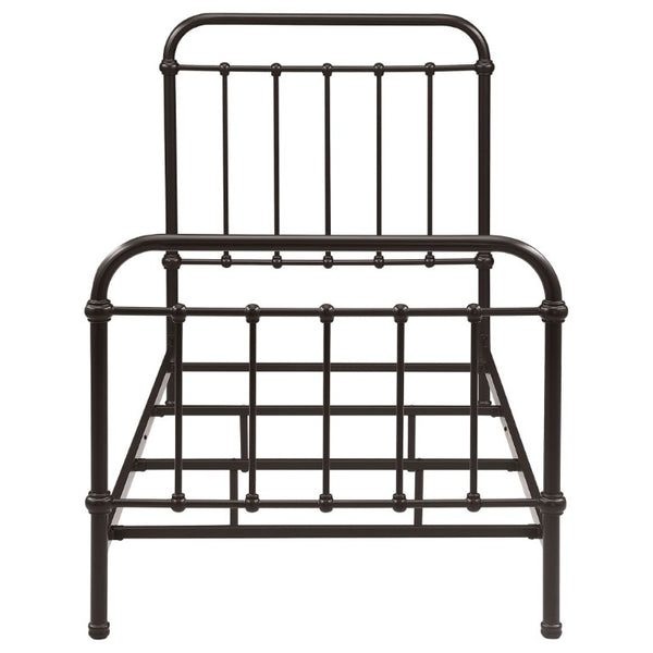 English Elm Dark Bronze Wrought Iron Spindle Twin Bed Ornate Headboard Footboard Classic Frame B2777P535994