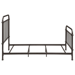 English Elm Dark Bronze Wrought Iron Spindle Twin Bed Ornate Headboard Footboard Classic Frame B2777P535994