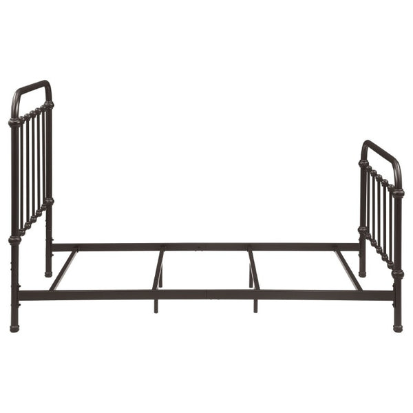 English Elm Dark Bronze Wrought Iron Spindle Twin Bed Ornate Headboard Footboard Classic Frame B2777P535994