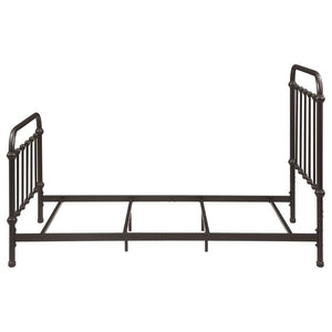 English Elm Dark Bronze Wrought Iron Spindle Twin Bed Ornate Headboard Footboard Classic Frame B2777P535994