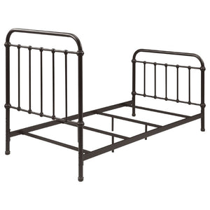 English Elm Dark Bronze Wrought Iron Spindle Twin Bed Ornate Headboard Footboard Classic Frame B2777P535994