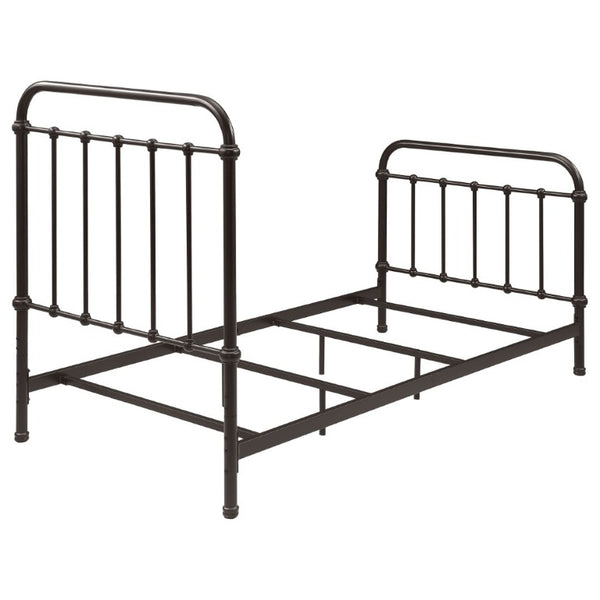 English Elm Dark Bronze Wrought Iron Spindle Twin Bed Ornate Headboard Footboard Classic Frame B2777P535994