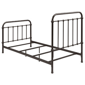 English Elm Dark Bronze Wrought Iron Spindle Twin Bed Ornate Headboard Footboard Classic Frame B2777P535994