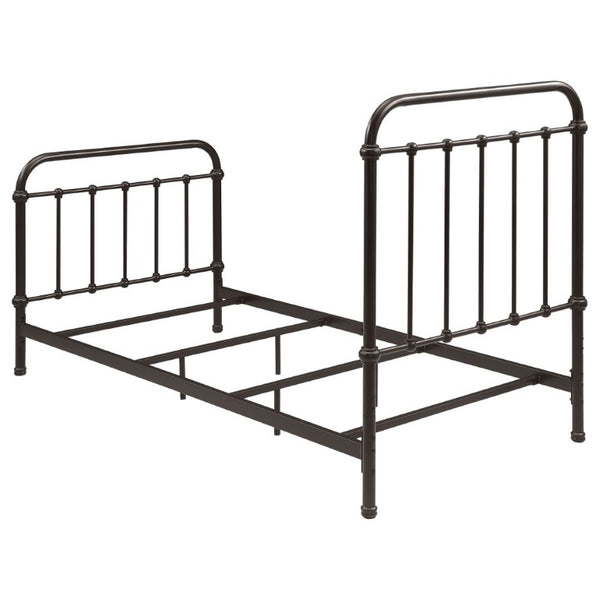 English Elm Dark Bronze Wrought Iron Spindle Twin Bed Ornate Headboard Footboard Classic Frame B2777P535994