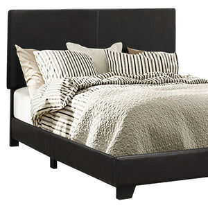 English Elm Black Leatherette Full Panel Bed Low Profile Frame for Modern Bedroom Decor Black B2777P535995