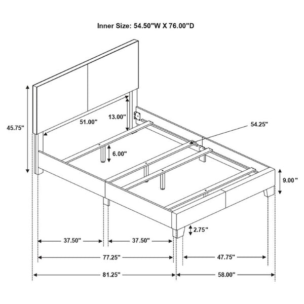English Elm Black Leatherette Full Panel Bed Low Profile Frame for Modern Bedroom Decor Brown B2777P535997