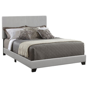 English Elm Black Leatherette Full Panel Bed Low Profile Frame for Modern Bedroom Decor Grey B2777P535999