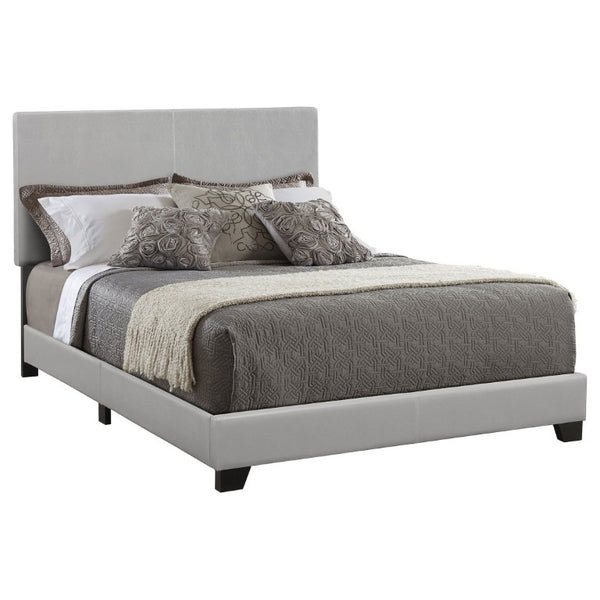English Elm Black Leatherette Full Panel Bed Low Profile Frame for Modern Bedroom Decor Grey B2777P535999