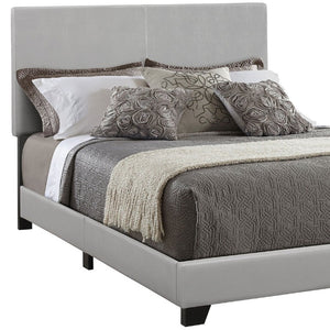English Elm Black Leatherette Full Panel Bed Low Profile Frame for Modern Bedroom Decor Grey B2777P535999
